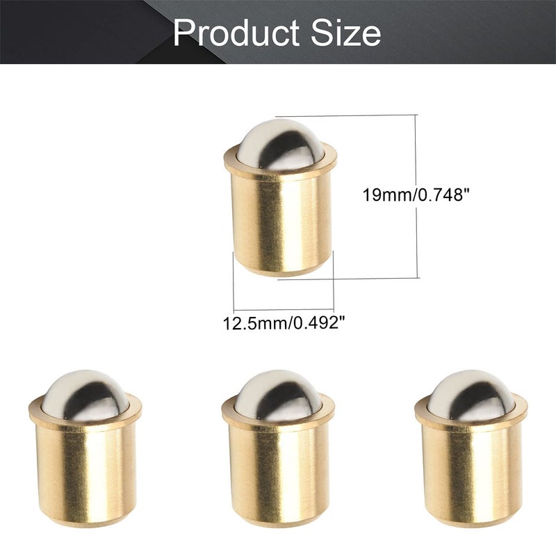 MroMax 5Pcs Closet Door Ball Catch Brass Electroplating 0.49" Diameter Bearing Door Catch 12.5x18.5mm (DXH) with Strike Plate Furniture Fitting for Cabinet Closet Drawer - Image 2